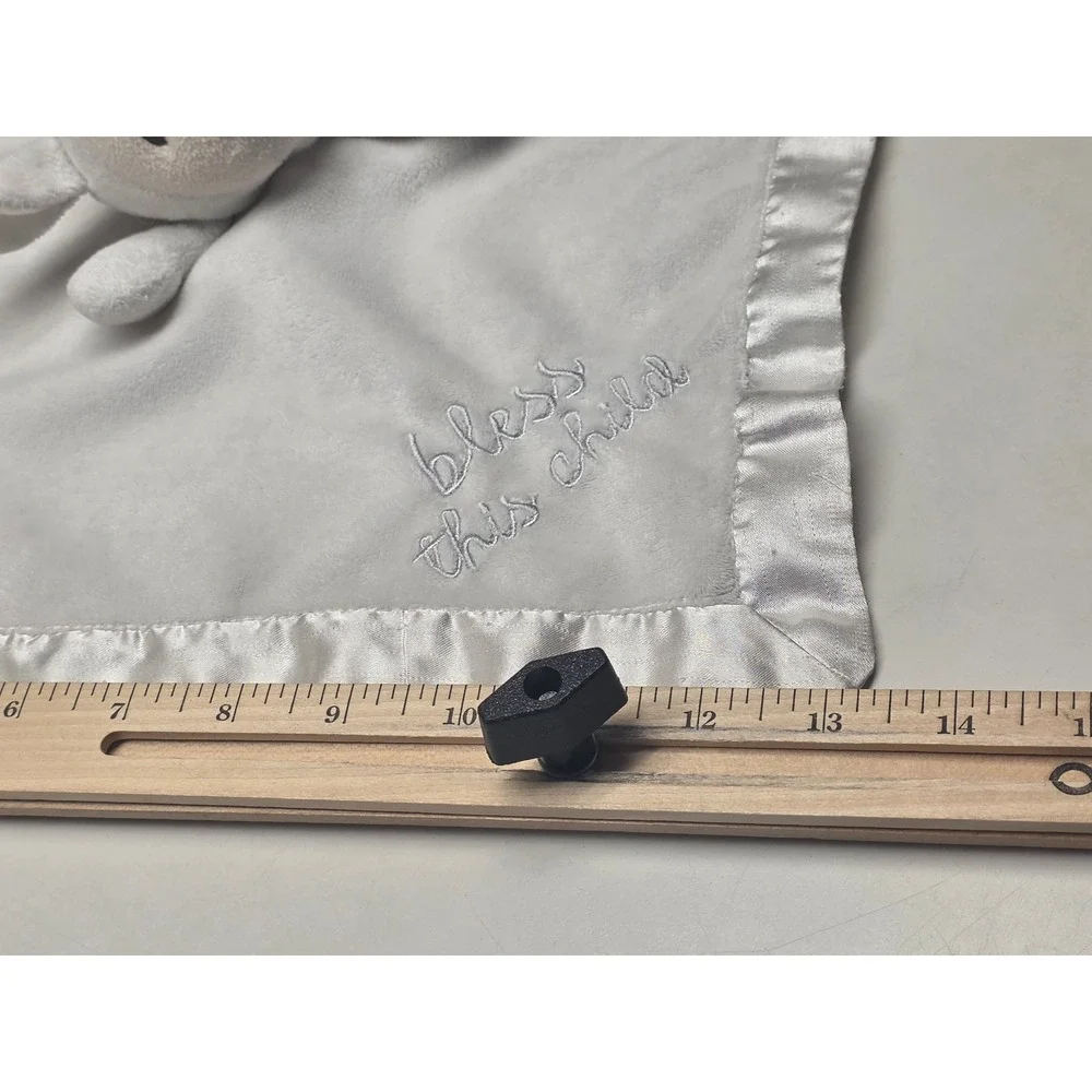 Stepping Stones Lamb Bless‎ This Child Satin Trim Baby Security Blanket Lovey